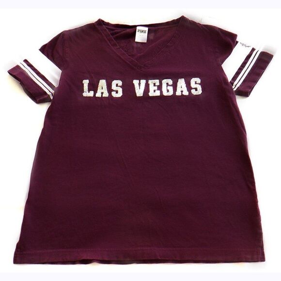 VS Pink maroon top with silver sequins Las Vegas - Picture 1 of 4